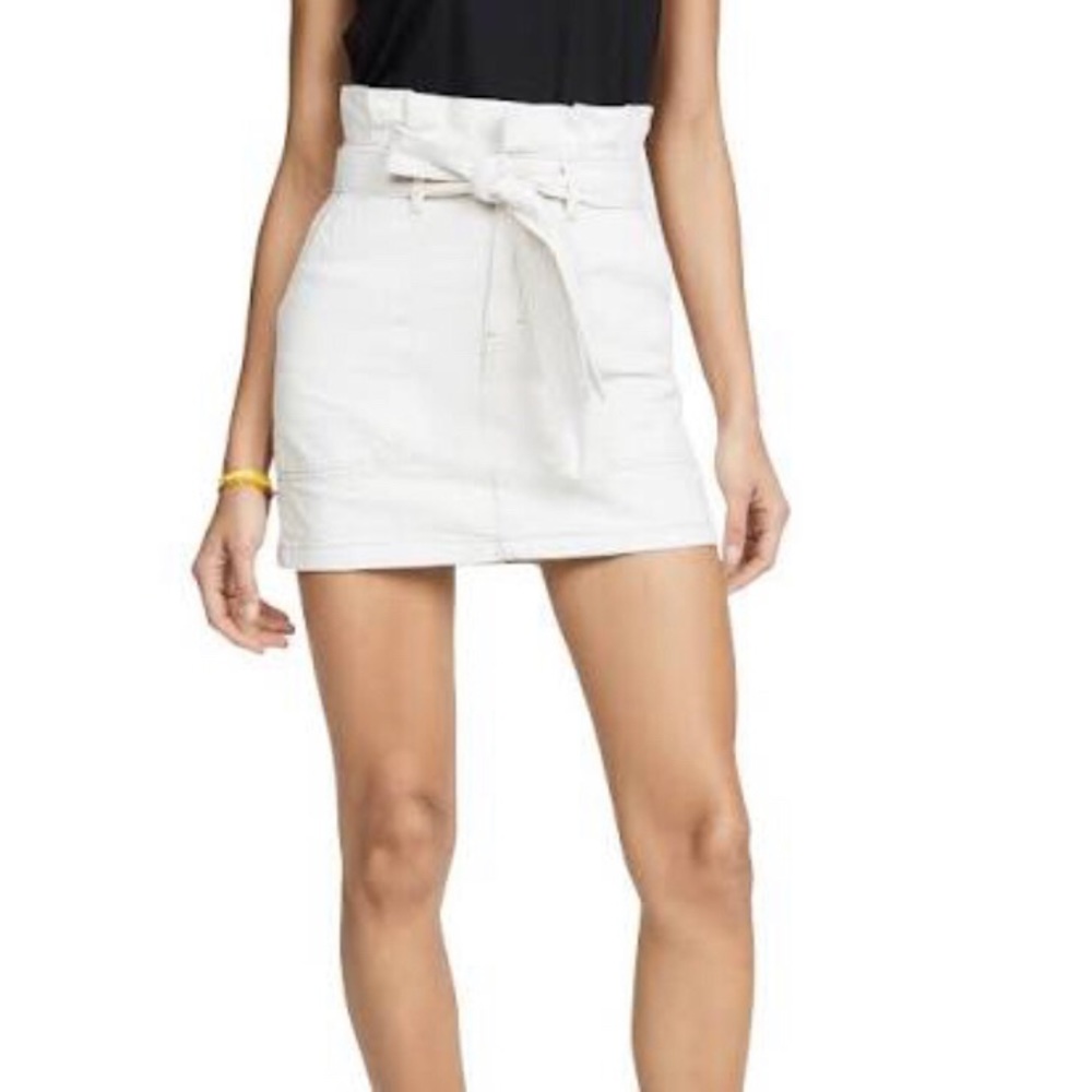 FREE PEOPLE WHITE PAPER-BAG SKIRT
